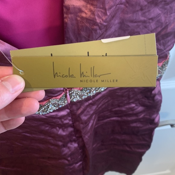 New Nicole miller dress jewel tone pink with rhinestones - Picture 7 of 7